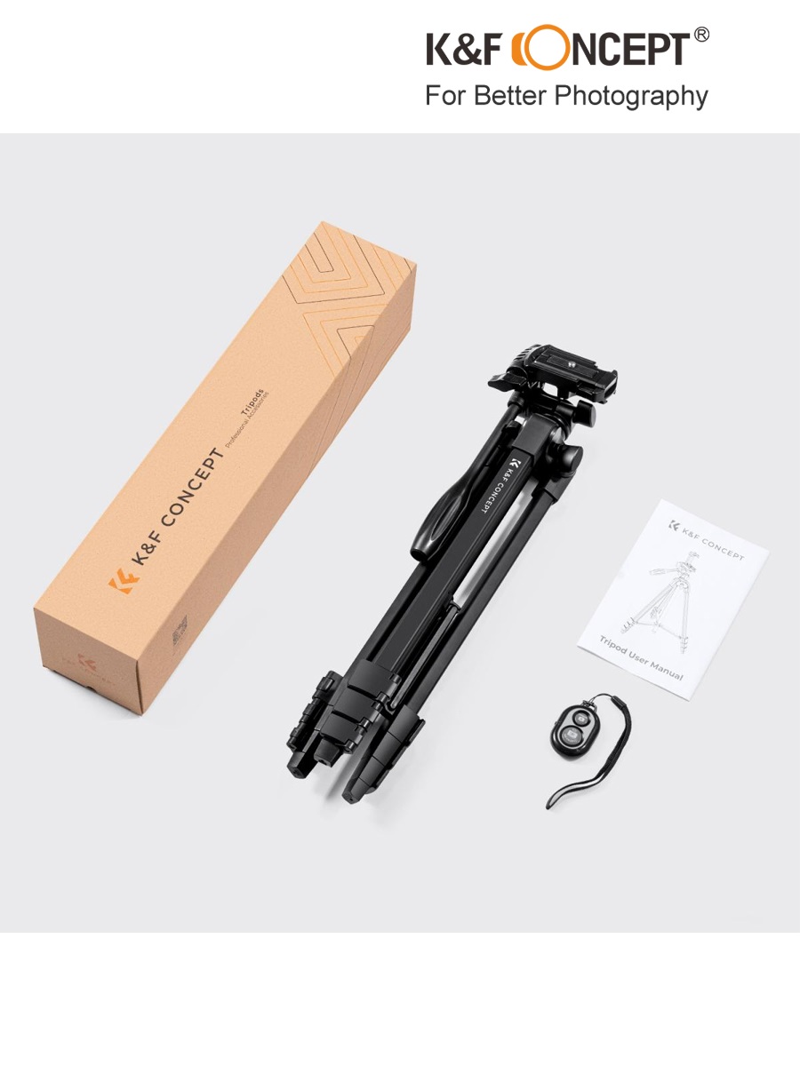 Chân máy ảnh K&F CONCEPT S174A1 - Tích hợp kẹp điện thoại có Coldshoe và tặng kèm remote điện thoại