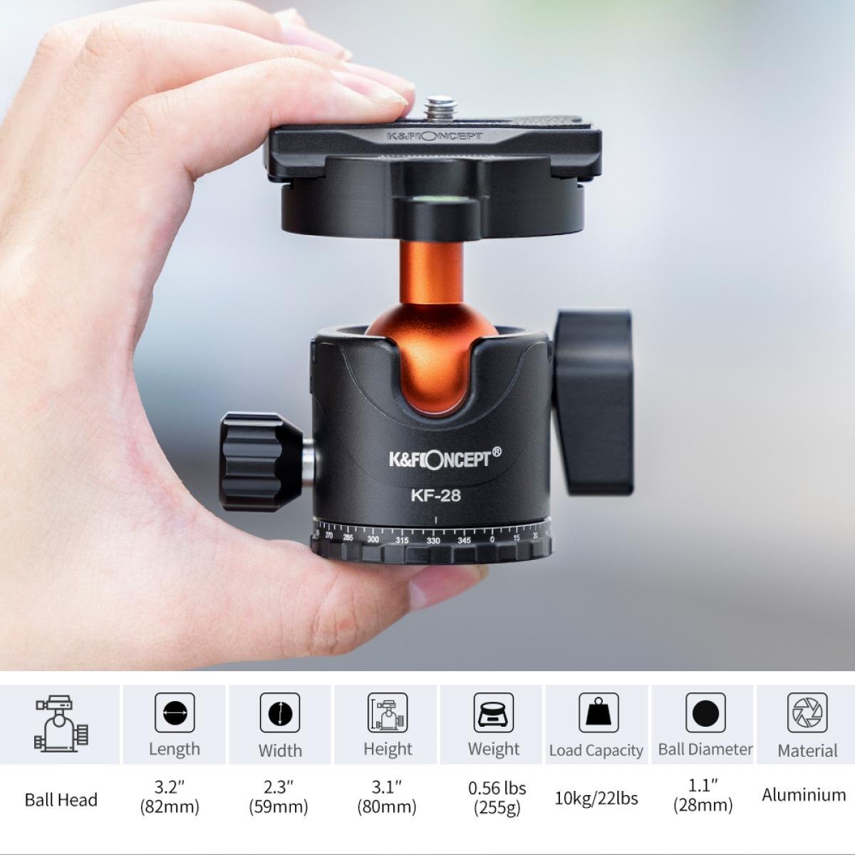 Chân máy ảnh du lịch K&F Concept Carbon Fiber D254C1+BH-28L