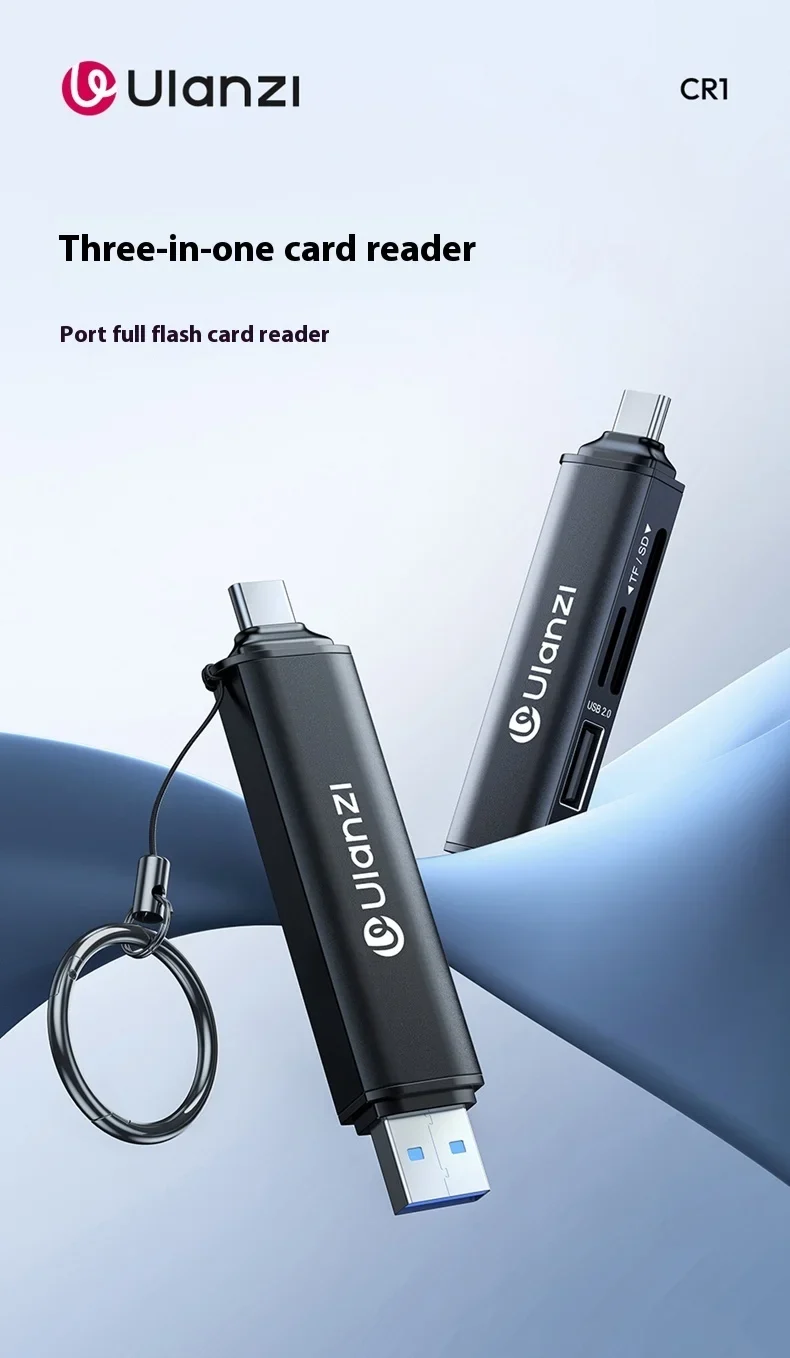 Đầu Đọc Thẻ Nhớ Máy Ảnh Ulanzi CR1 3 trong 1 Thẻ SD/ TF/ USB/ Type-C