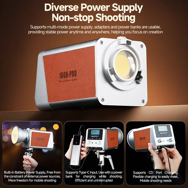 Đèn LED MIAOTU 160W – Pin 20000mAh, CRI ≥97, nhiệt độ màu 2700-6500K