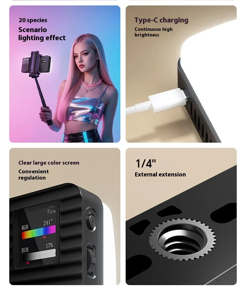 Đèn LED Ulanzi K20RGB 20W Cầm Tay Nhiều Màu CRI 96