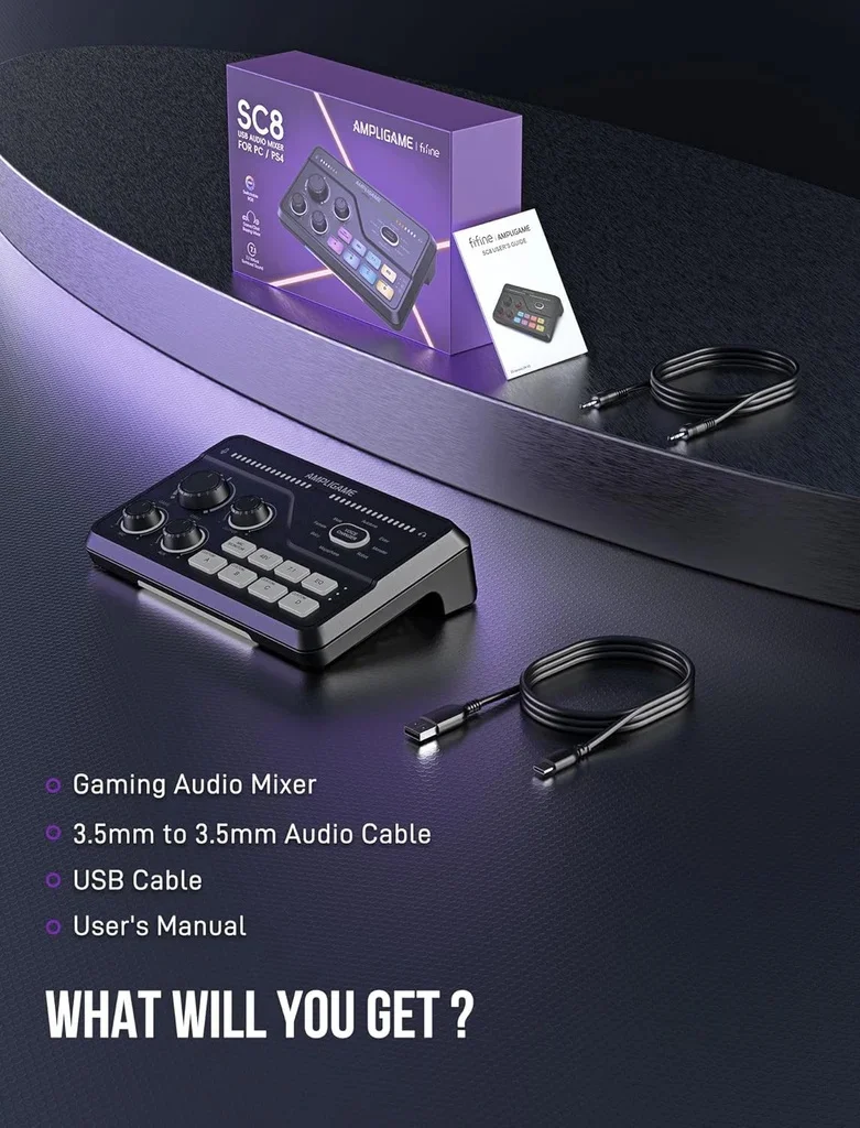 FIFINE SC8 AmpliGame Bộ Trộn Âm Thanh Chơi Game Cổng USB