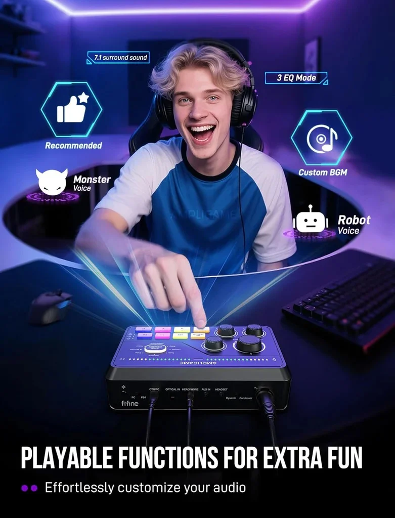 FIFINE SC8 AmpliGame Bộ Trộn Âm Thanh Chơi Game Cổng USB