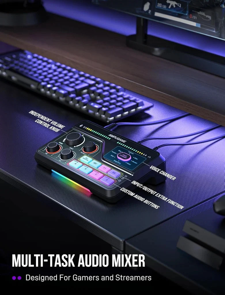 FIFINE SC8 AmpliGame Bộ Trộn Âm Thanh Chơi Game Cổng USB