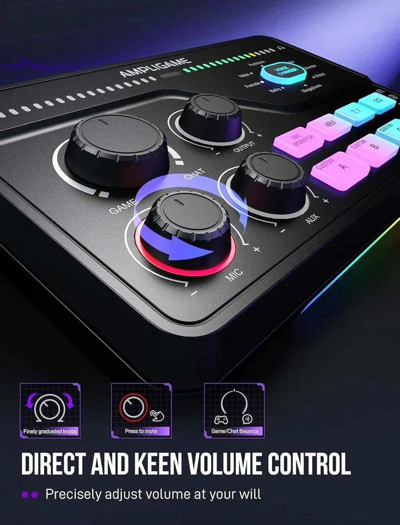 FIFINE SC8 AmpliGame Bộ Trộn Âm Thanh Chơi Game Cổng USB
