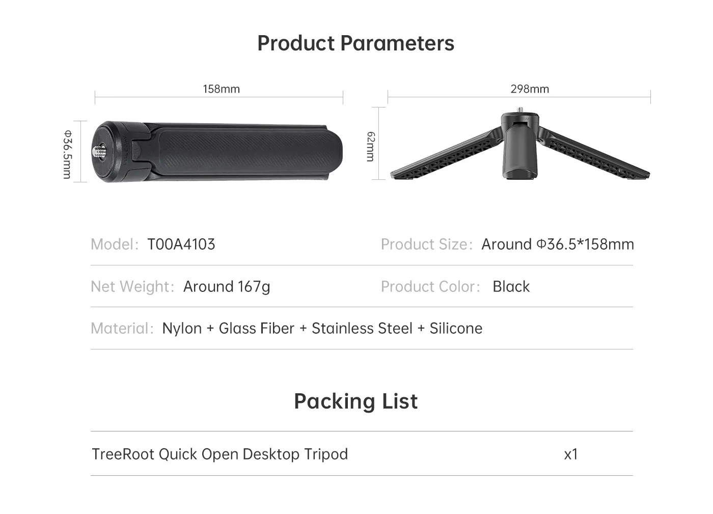 Falcam TreeRoot Quick Open Desktop Tripod T00A4103