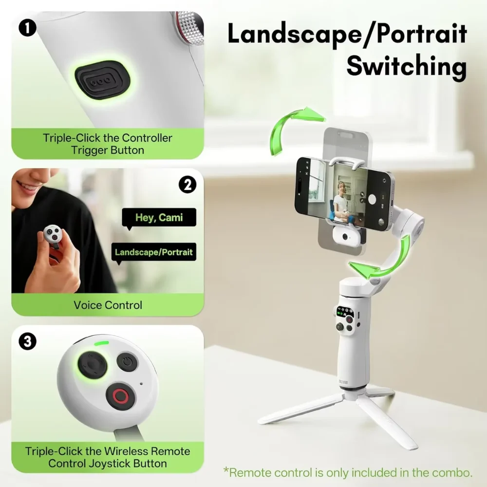 Gimbal Điện Thoại Zhiyun Smooth Q5 Theo Dõi AI Thông Minh, Điều Khiển Bằng Giọng Nói, Cử Chỉ Chính Hãng