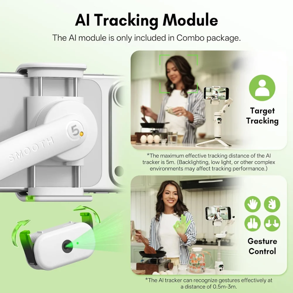 Gimbal Điện Thoại Zhiyun Smooth Q5 Theo Dõi AI Thông Minh, Điều Khiển Bằng Giọng Nói, Cử Chỉ Chính Hãng