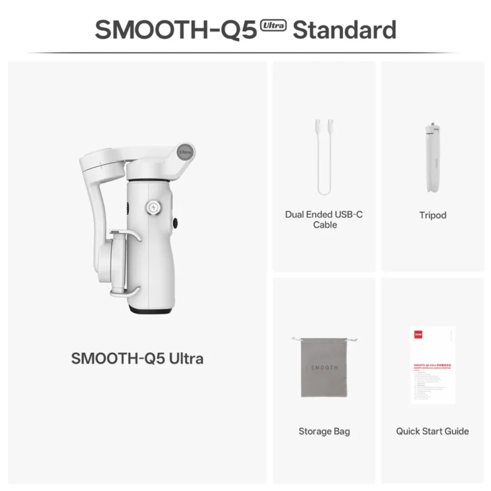 Gimbal Điện Thoại Zhiyun Smooth Q5 Theo Dõi AI Thông Minh, Điều Khiển Bằng Giọng Nói, Cử Chỉ Chính Hãng