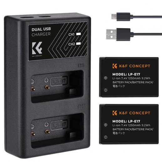 Pin máy ảnh Canon LP-E17 - Thương hiệu K&F CONCEPT ( 2 Baterry 1 Charger) - Bộ 2 Pin 1 Sạc