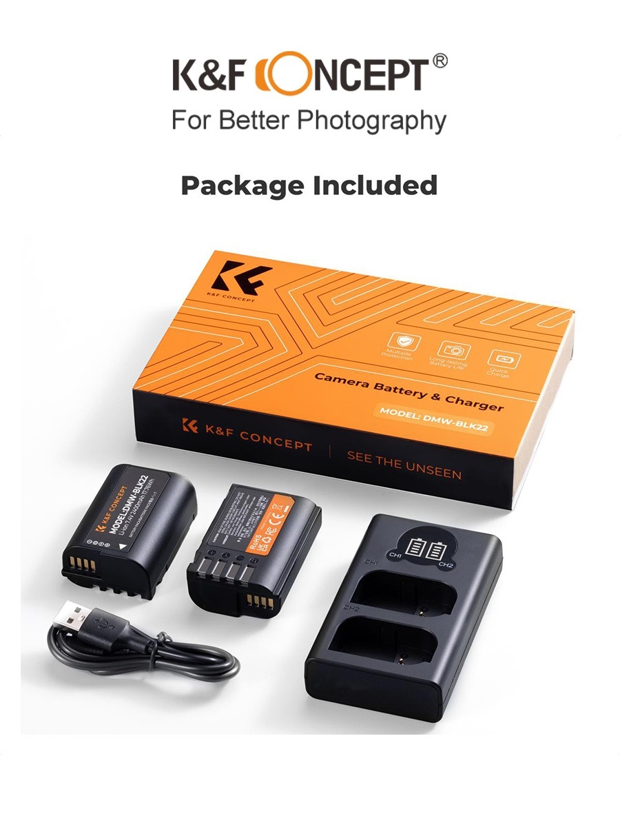 Pin máy ảnh K&F CONCEPT DMW-BLK22 Dành cho Lumix DC-S5 DC-S5II GH5II GH6II S5II GH5II