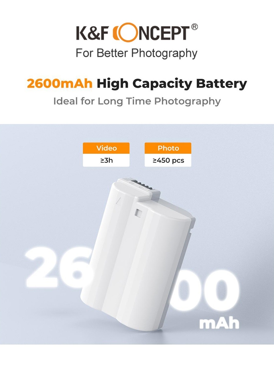 Pin máy ảnh K&F CONCEPT EN-EL15C Dành cho Z8, Z7II, Z 7, Z 6II | Sạc trực tiếp
