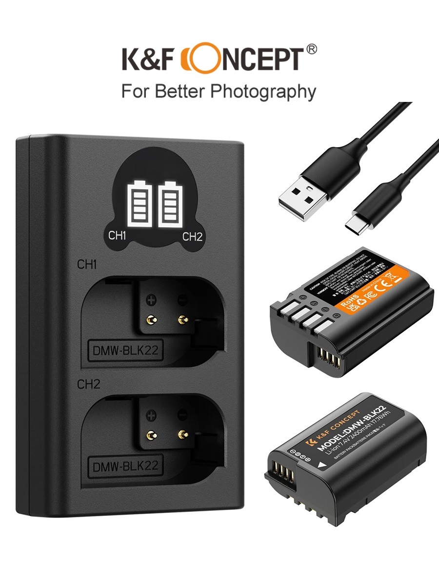Pin máy ảnh K&F CONCEPT DMW-BLK22 Dành cho Lumix DC-S5 DC-S5II GH5II GH6II S5II GH5II