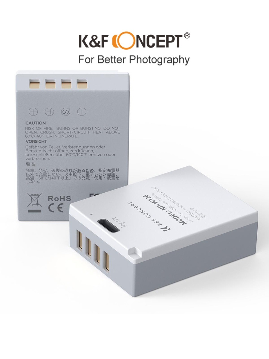 Pin máy ảnh K&F CONCEPT NP-W126 dành cho Fujifilm | Sạc trực tiếp