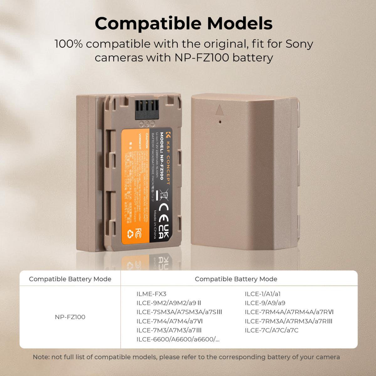 Pin máy ảnh Sony NP-FZ100 có thể sạc trực tiếp | Thương hiệu K&F CONCEPT