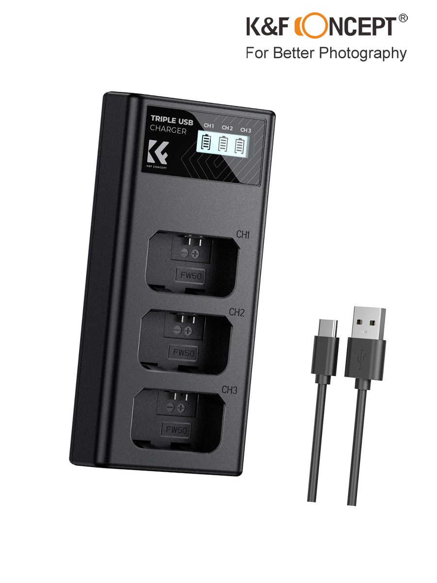 Sạc K&F CONCEPT NP-FW50 | Sạc 3 Pin | KF28.0060