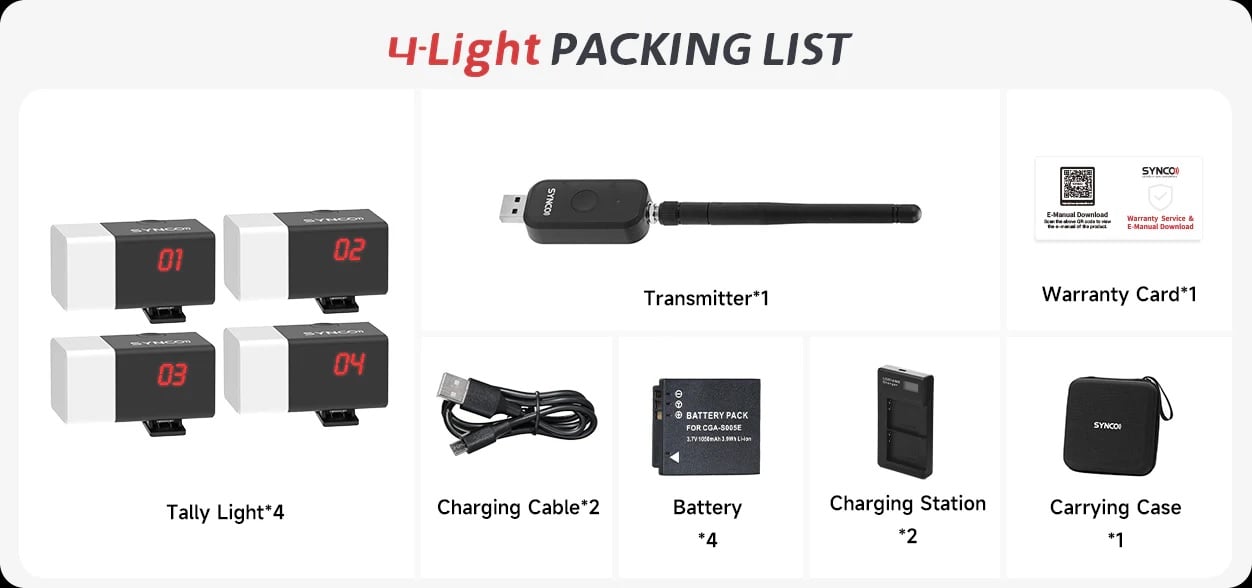 Synco CE3 Hệ thống đèn Tally không dây phạm vi truyền 1000m- 4-Light Tally