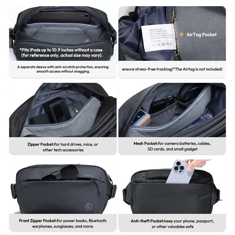 Túi đeo chéo đựng máy ảnh Ulanzi 10L dành cho du lịch ngoài trời -Ulanzi PB038 TraveSling Bag V2 - B120
