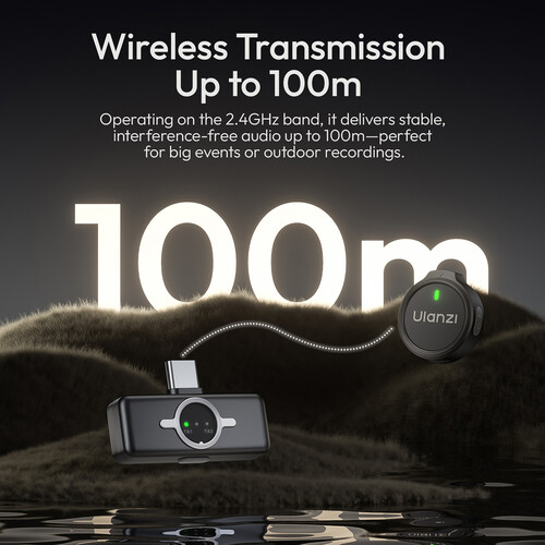 Ulanzi A21 2-Person Wireless Microphone System (2.4 GHz, Lightning, Black & White)