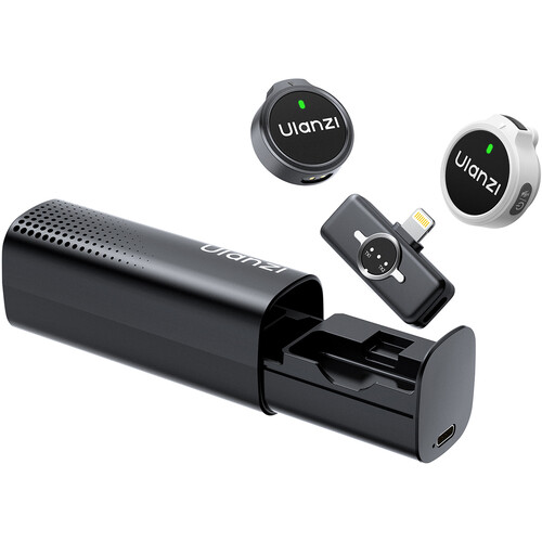 Ulanzi A21 2-Person Wireless Microphone System (2.4 GHz, Lightning, Black & White)