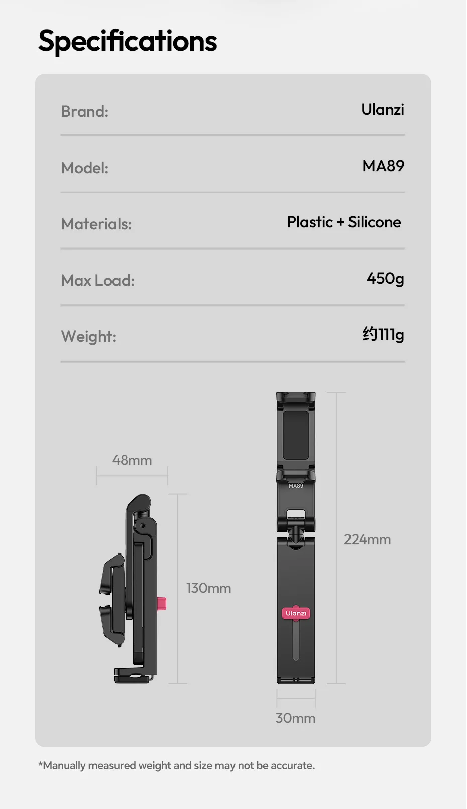 Ulanzi MA89 – Giá đỡ Smartphone Kèm Kẹp 30mm, Dùng Cho Tripod & Gậy Selfie