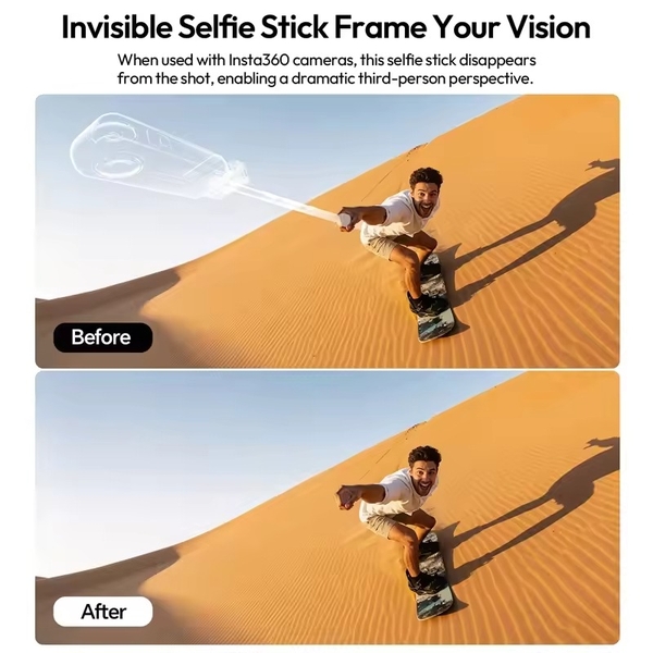 Ulanzi MT98 Gậy selfie cầm tay tàng hình dài 57cm và ngàm 1/4 inch dùng cho Insta360 X5 X4, DJI Action 4 5 6