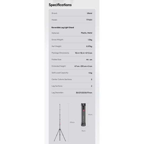 Ulanzi TT43 II Reversible Leg Light Stand
