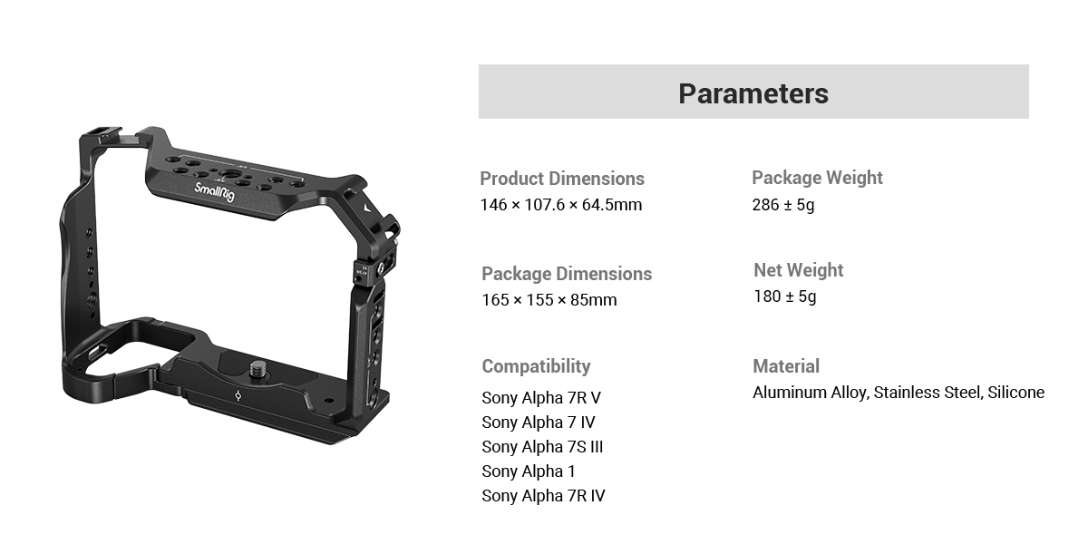 thumbnail image 2 of SmallRig Camera Cage For Sony A7R IV / A7S III – Full Aluminum Cage (3667) With HDMI Access 2 of 6