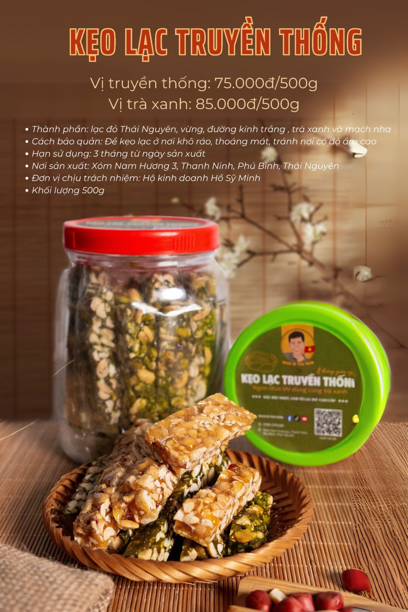 1 hộp kẹo lạc truyền thống 500gr