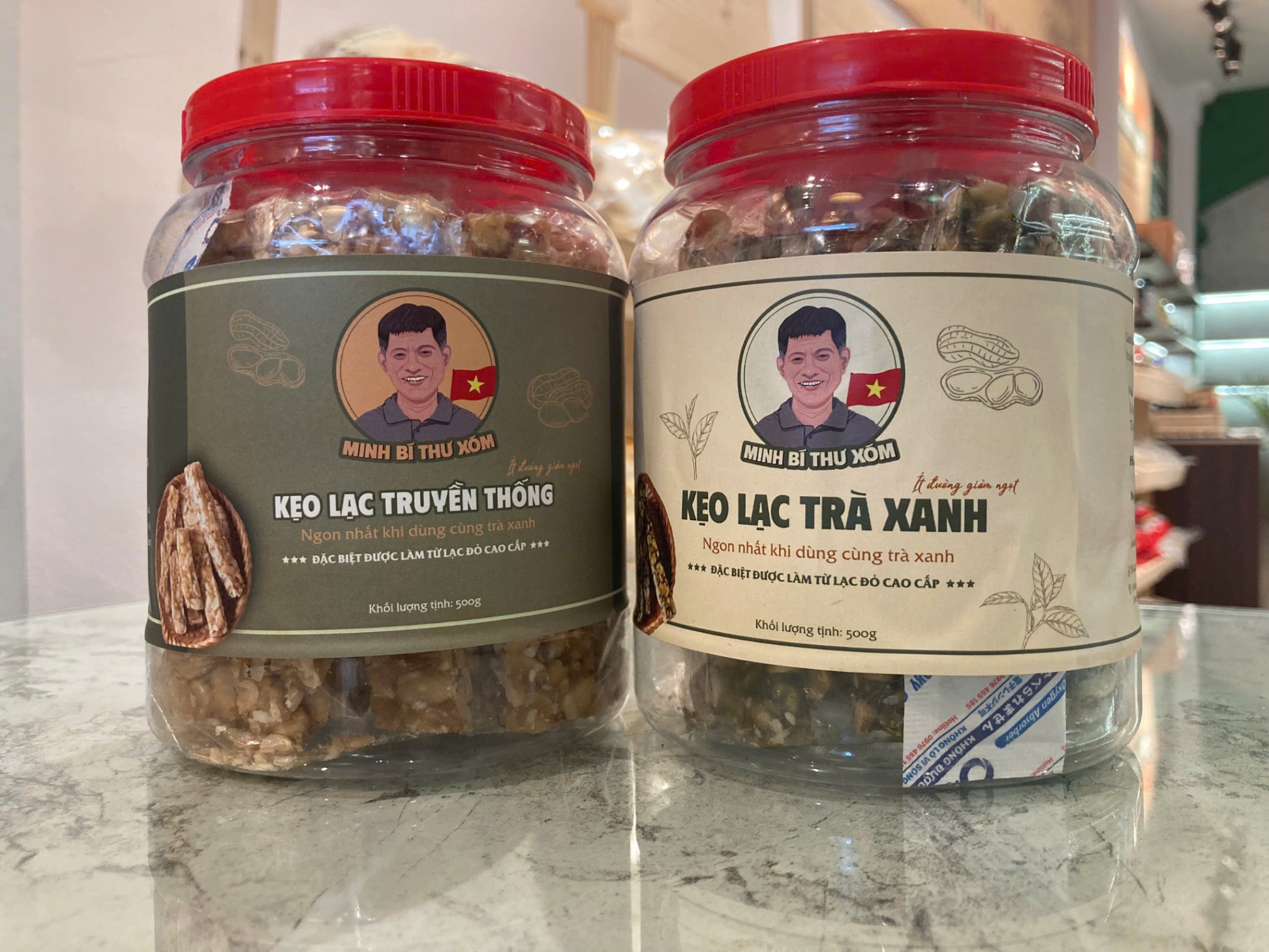 1 hộp kẹo lạc trà xanh - 500gr