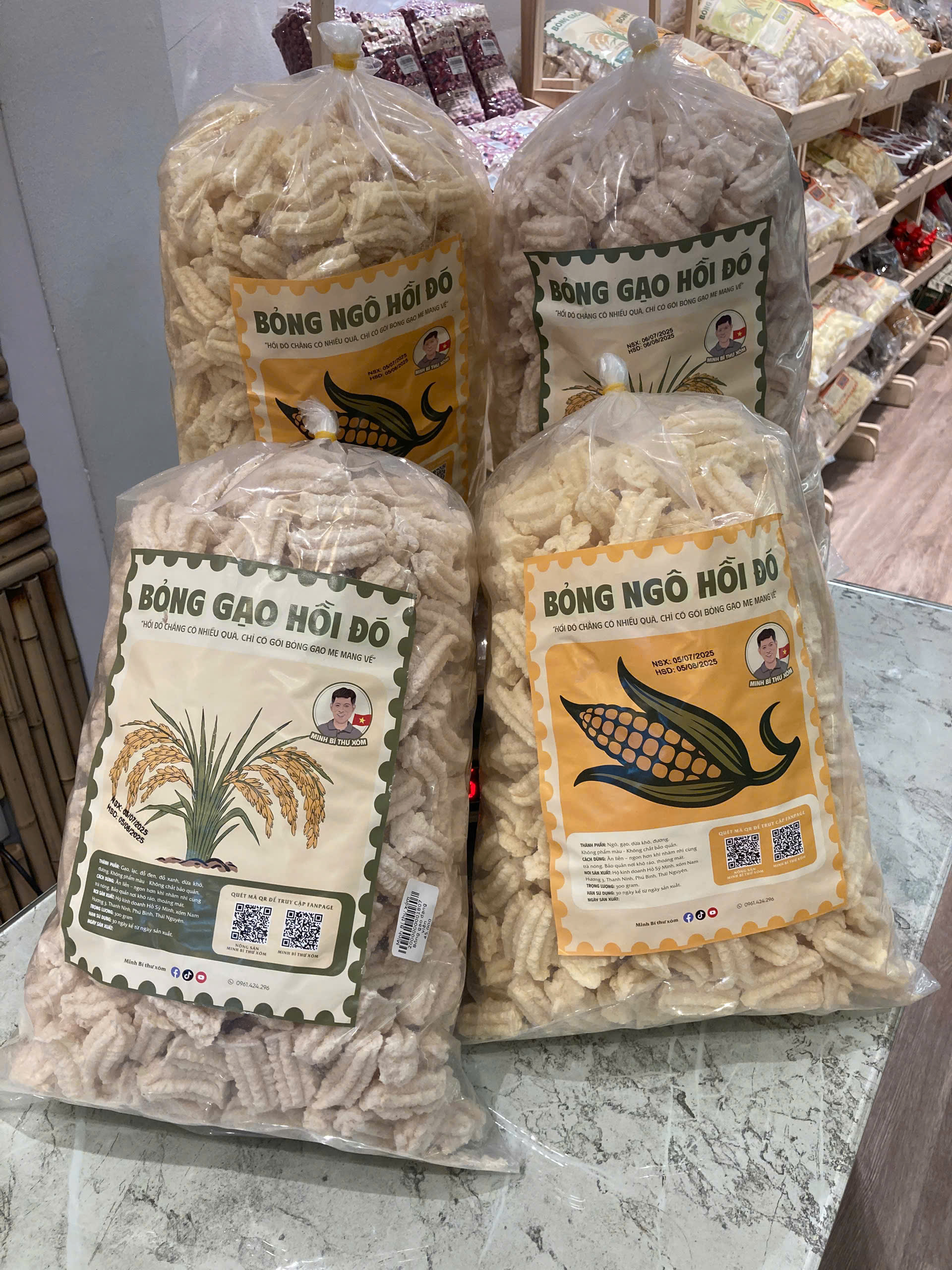 Combo 4 túi bỏng 2 vị (ngô + gạo) dạng viên