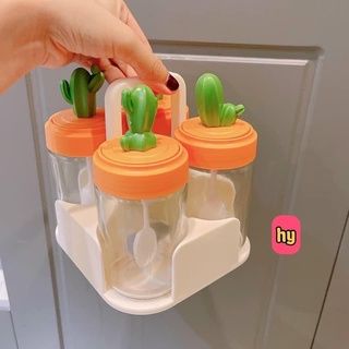 Combo 4 Lọ Thủy Tinh Đựng Gia Vị Hình Xương Rồng