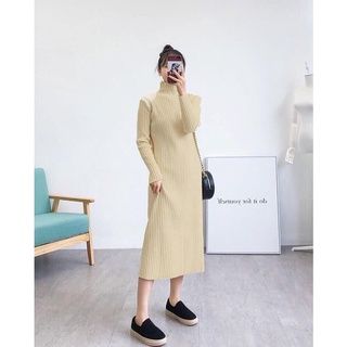 VÁY LEN CỔ LỌ DÁNG SUÔNG - Đen - M