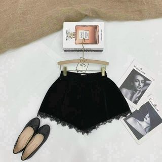 QUẦN SHORT NHUNG VIỀN REN - S