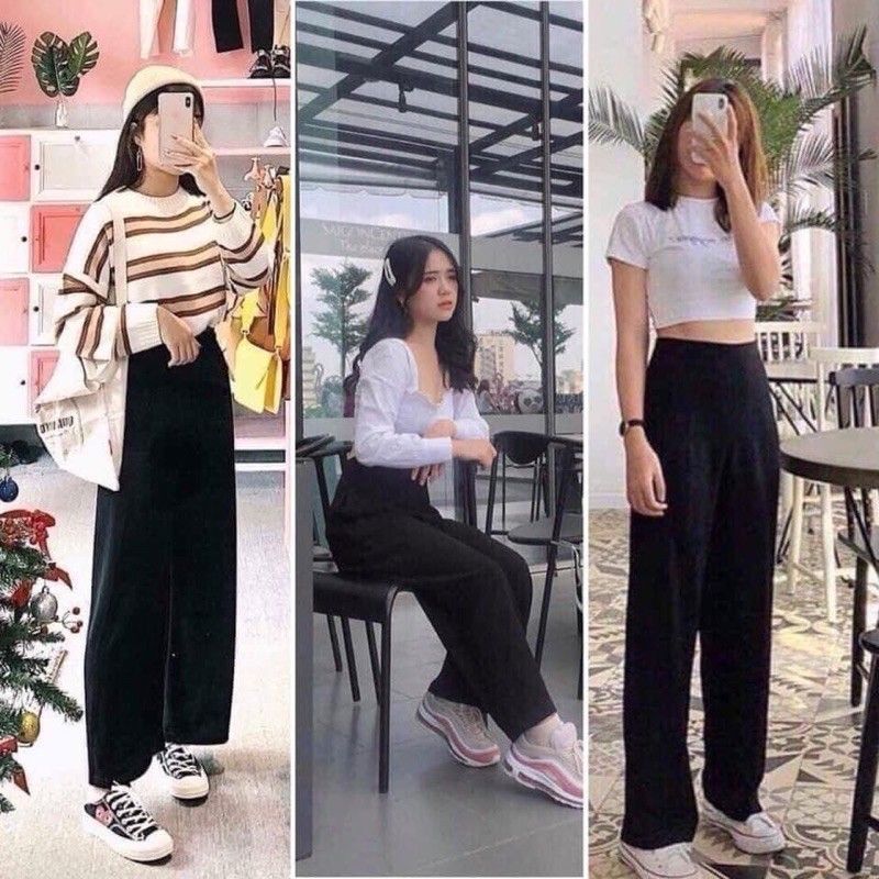 QUẦN SUÔNG ỐNG RỘNG KHOÁ SƯỜN