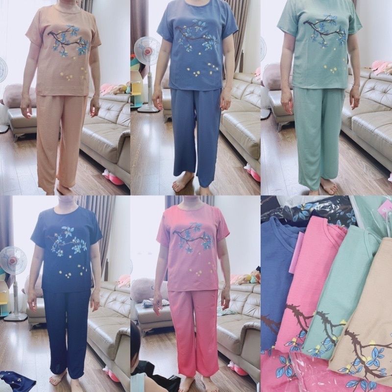 BỘ ĐŨI THÊU TRUNG TUỔI - Xanh lá - XXL