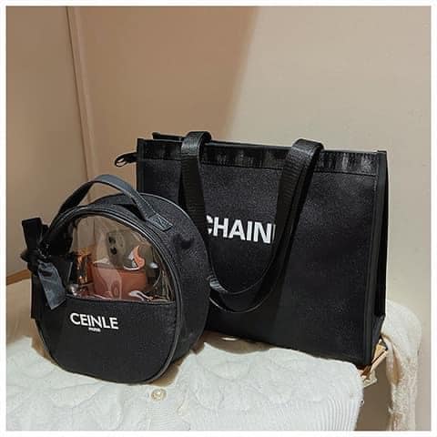 SET 2 TÚI ĐỰNG MỸ PHẨM CELINE LOẠI MỚI - Đen - Tròn