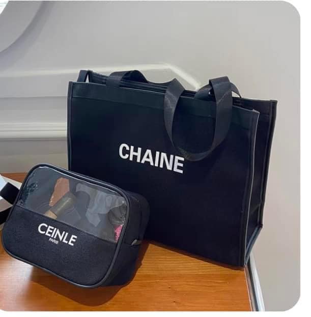 SET 2 TÚI ĐỰNG MỸ PHẨM CELINE LOẠI MỚI - Đen - Chữ nhật