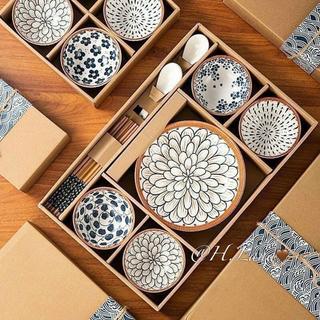 BỘ CHÉN BÁT ĐĨA SỨ NHẬT IN 3D SANG TRỌNG - Set 5 bộ bát