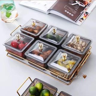 KHAY ĐỰNG MỨT TẾT 6 NGĂN KHUNG MẠ VÀNG XỊN - Random