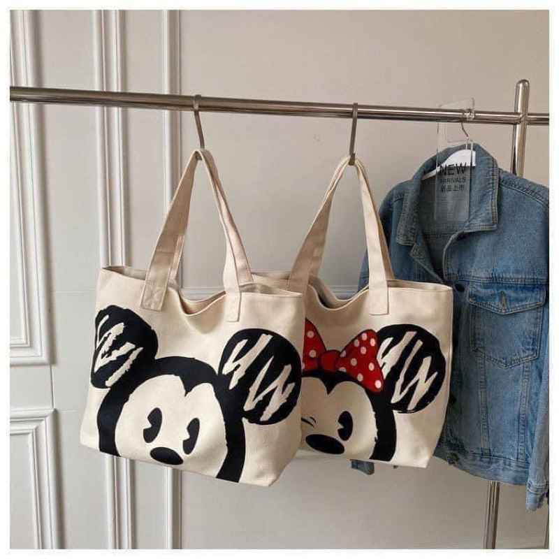 TÚI VẢI CANVAS TRÒN MICKEY - Đỏ