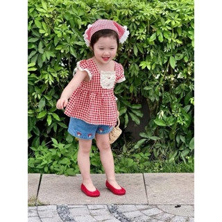 SET ÁO KẺ CÁNH TIÊN QUẦN BÒ ( kèm khăn cho bé)