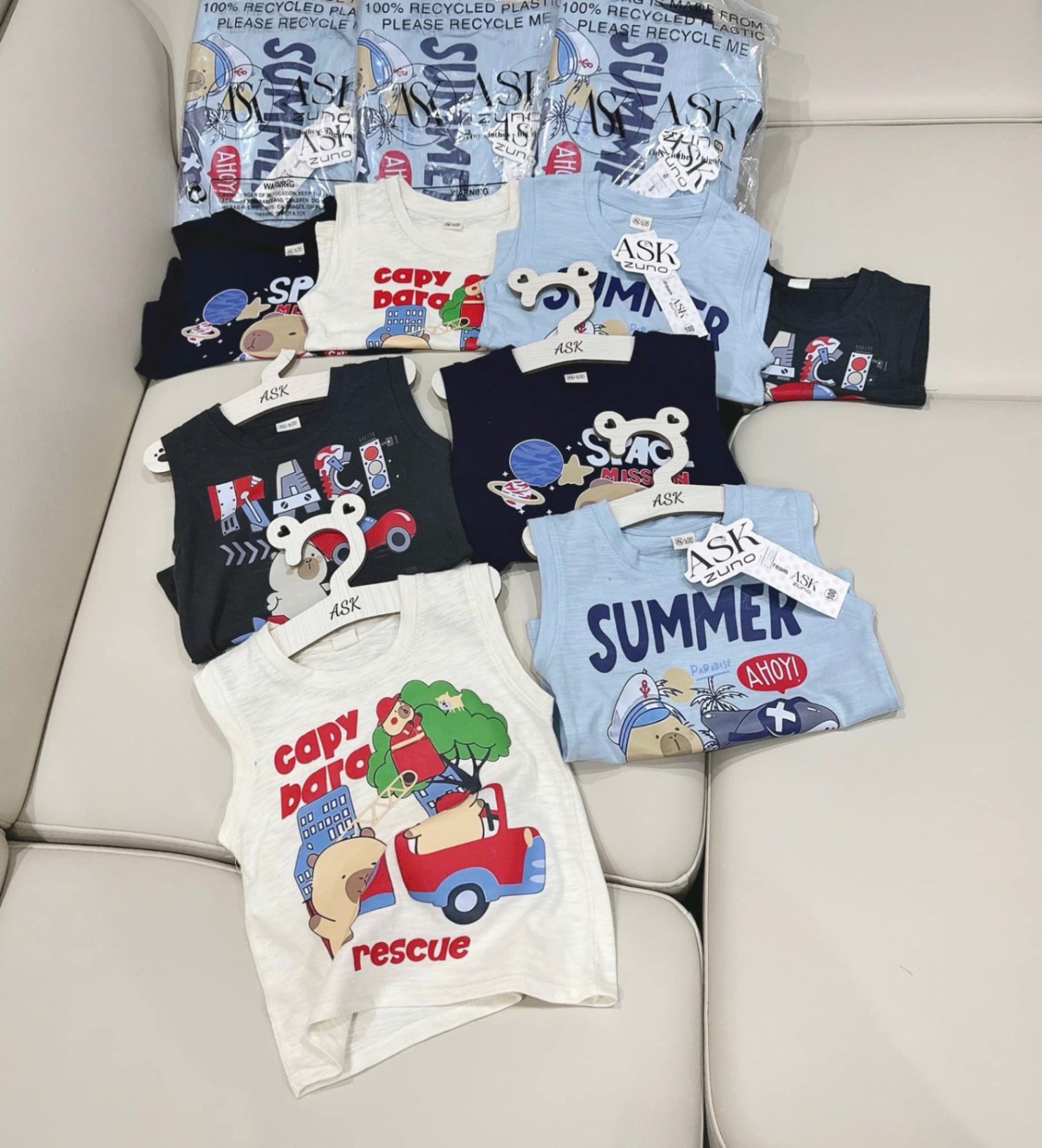 SET 4 ÁO BA LỖ CAPYBARA TINH NGHỊCH