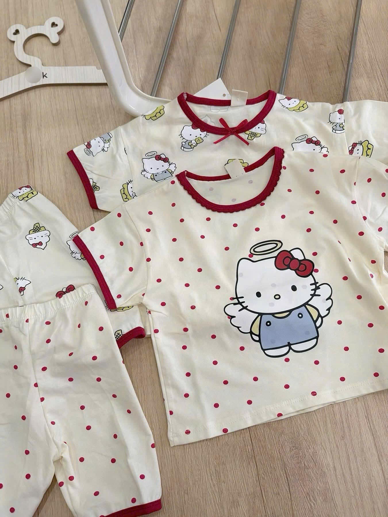 SET BỘ HELLO KITTY CHẤM BI VIỀN CỔ ĐỎ - Set 2 - 120