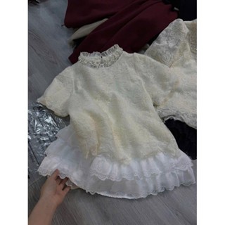 ÁO CỘC TAY BỒNG CỔ ĐÁ MÀU BE - Be