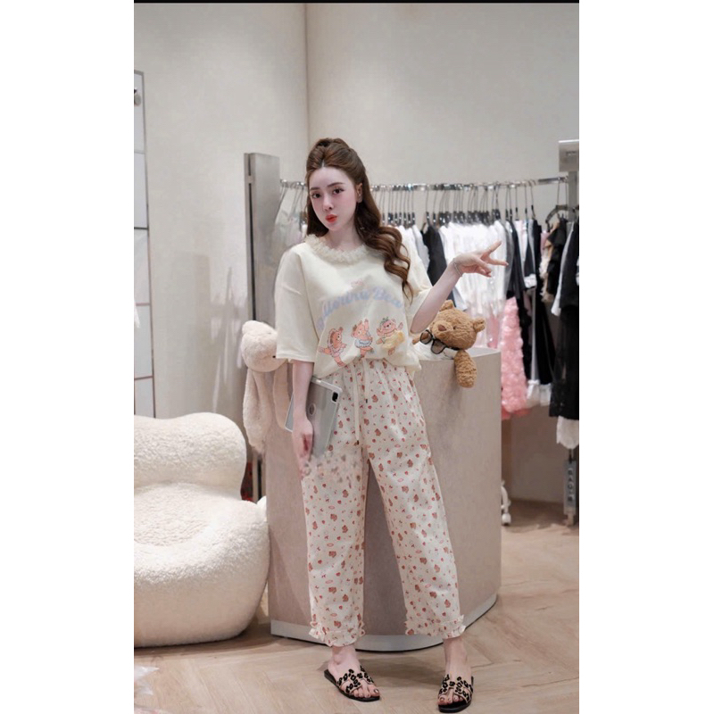 SET BỘ GẤU HỒNG CỔ BÈO BALLERINA - Be