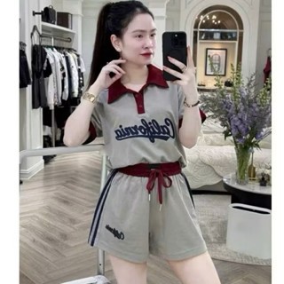 SET BỘ CALIFO CỔ POLO CÀI CÚC - Xám