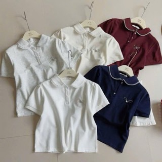 ÁO CỔ SEN CÀI CÚC NƠ ĐÁ