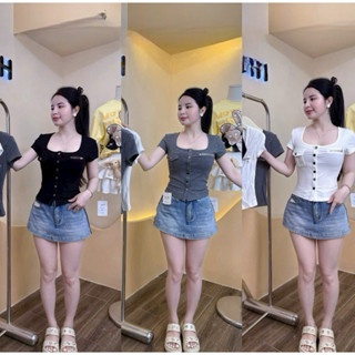 ÁO CỔ U TÚI HỘP PHỐI KHOÁ - Trắng