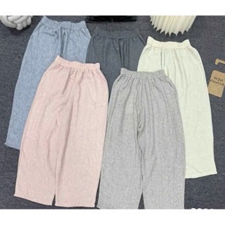 QUẦN SUÔNG VẢI LINEN CẠP CHUN SẮC MÀU - Hồng - XL